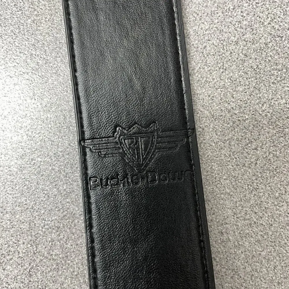 Buckle Down Superman Belt Mens 30 Black Silver Vegan Leather Silver Buckle Logo